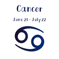 Cancer zodiac sign. Astrology horoscope symbol on white background.