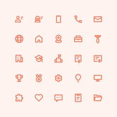 curriculum vitae icon set line rounded style vector