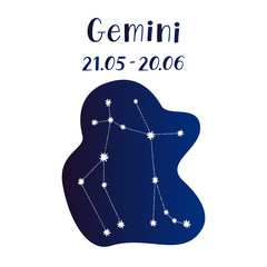 Illustration of Gemini zodiac constellation isolated on a white background. 