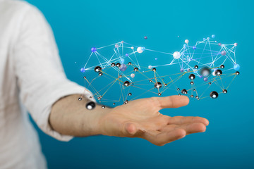 cloud connected to many objects on a virtual screen.