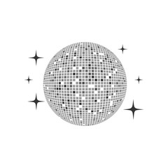 Disco ball Vector icon. club ball for party Isolated on white . Disco decoration element and party