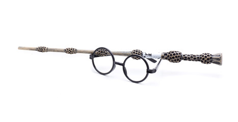 Naklejka premium magic glasses and wand