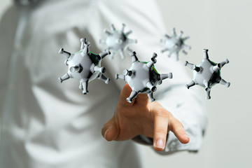 Corona Virus - Microbiology And Virology Concept - 3d Rendering.