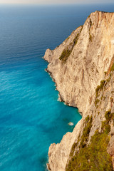 Beautiful Navagio Beach in sunset light.