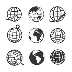 Earth globe Icon set, vector Illustration
