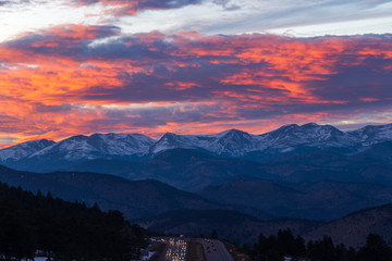 Sunset along I-70 and the Colorado Front Range