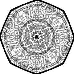 Spring flower mandala in black and white.