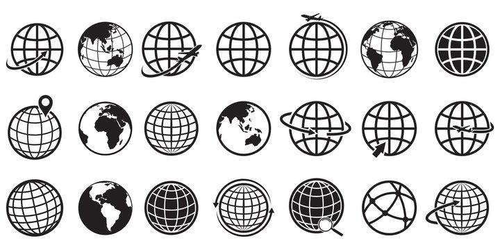 Earth globe Icon set, vector Illustration