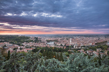 Sunrise aerial view of Verona. Veneto/Italy