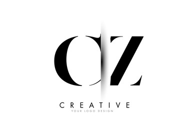 CZ C Z Letter Logo with Creative Shadow Cut Design.