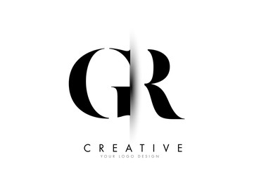 GR G R Letter Logo with Creative Shadow Cut Design.