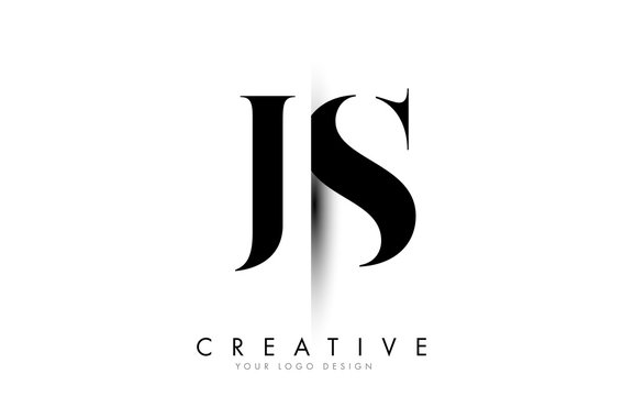 JS J S Letter Logo with Creative Shadow Cut Design.