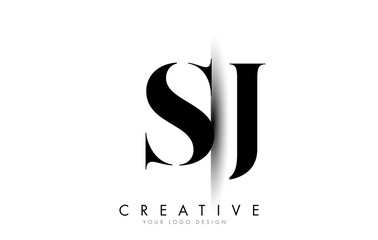 SJ S J Letter Logo with Creative Shadow Cut Design.