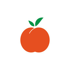 Peach icon isolated on white background. Vector illustration.