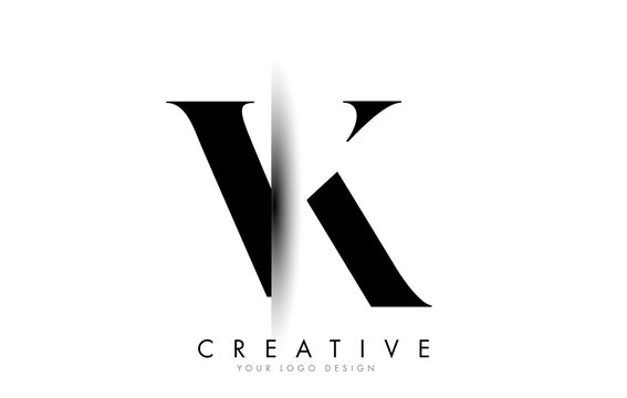VK V K Letter Logo with Creative Shadow Cut Design.
