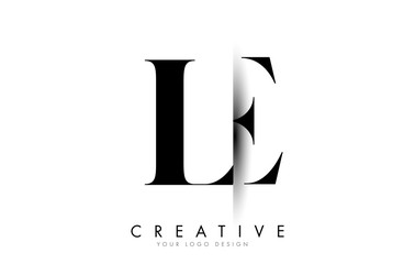 LE L E Letter Logo with Creative Shadow Cut Design.