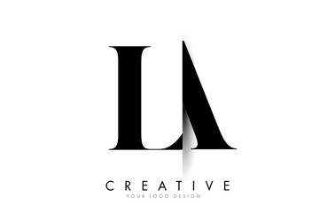 LA L A Letter Logo with Creative Shadow Cut Design.