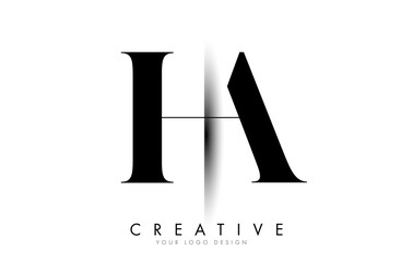 HA H A Letter Logo with Creative Shadow Cut Design.