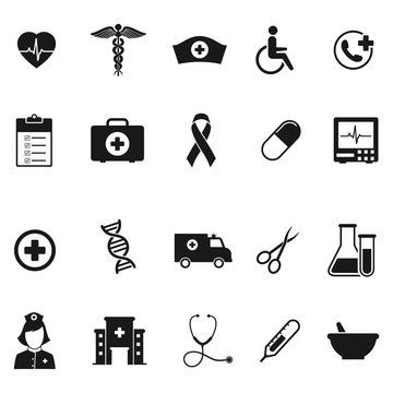 medical icons set isolated on white background, vector Illustration