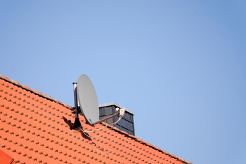 Satellite dish on a roof