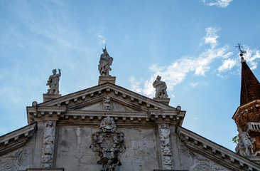 Fototapeta na wymiar Architecture detail of Chiesa di San Moise, a Baroque style, Roman Catholic church in Venice, Italy