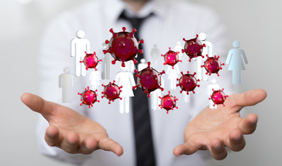 flu virus attack digital 3d