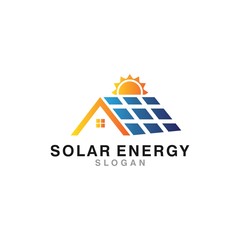 solar energy logo design template, vector icon Illustration