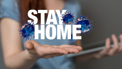 Stay home digital stay safe 3d.