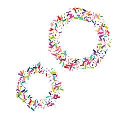 Rainbow Carnaval Round Illustration. Round Banner. Round Invitation Banner. Color Celebration Background.