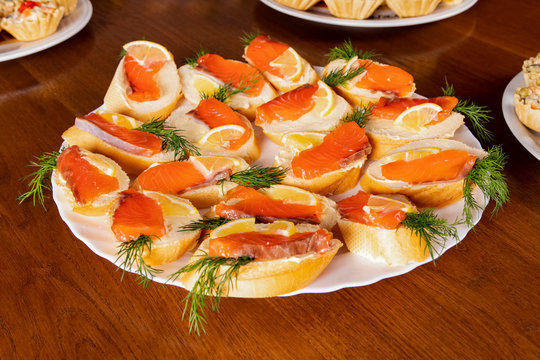 Sandwiches with red fish