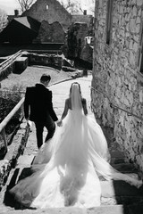 The bride and groom on their wedding day