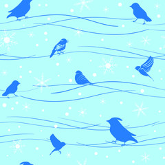 winter background with birds
