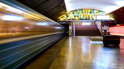 Metro train on long exposure