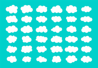 Cloud set isolated on blue background. Vector illustration