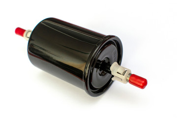 Car fuel filter isolated on white background. Spare parts.