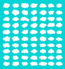 Fototapeta premium Cloud set isolated on blue background. Vector illustration