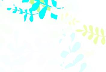 Fototapeta na wymiar Light Blue, Green vector abstract pattern with leaves.