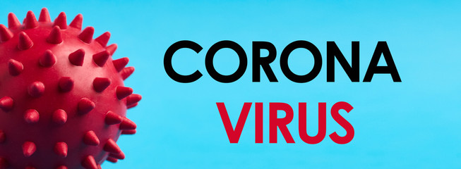 Inscription CORONAVIRUS on blue background. World Health Organization WHO introduced name for chinese virus 2020.disease named: COVID-19 SARS, Coronaviridae , SARS-CoV, SARSCoV , MERS-CoV