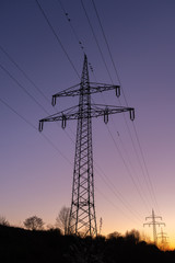 electrity pylon at dusk