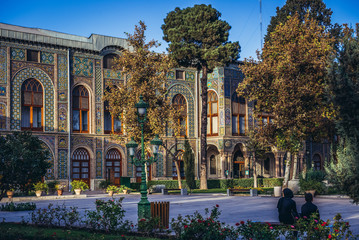 View on the Salam Hall, one of the buildings of famous Golestan Palace royal complex in Tehran, Iran