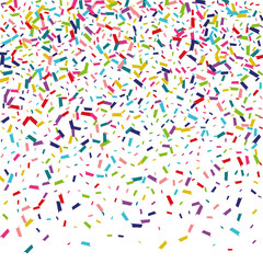 Color Top Rain Postcard. Confetti Postcard. Shine FallingFestive Illustration. Rainbow Independence Background.