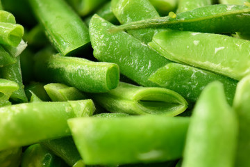 fresh chopped green bean pods background macro photo