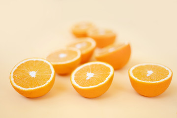 background of juicy chopped oranges