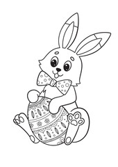 Easter bunny doodle coloring book page for adult and children. Antistress.