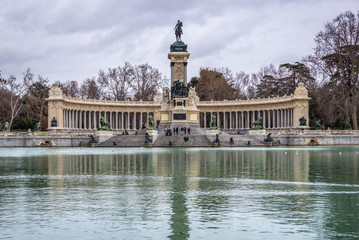 Fototapeta na wymiar Statue of Alfonso XII of Spain in Retiro Park in Madrid city, Spain