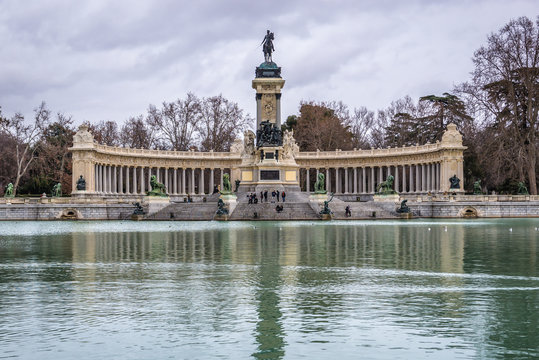 Statue Of Alfonso XII Of Spain In Retiro Park In Madrid City, Spain