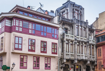 Square of Constitution in historic part of Oviedo city, Spain