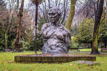 Sabino Fernandez Campo statue in San Francisco Park, central park of Oviedo city, Spain