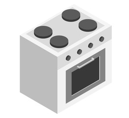 White stove as an element for a common kitchen set on a white background vector isometric illustration