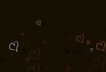 Light Green, Yellow vector template with doodle hearts.